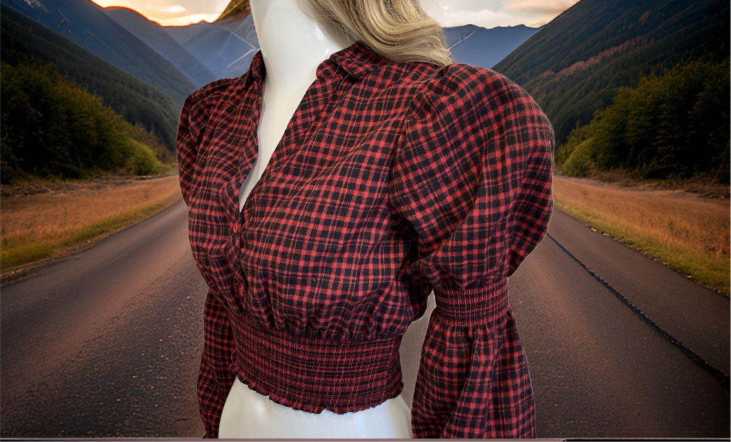 checkered crop long sleeve