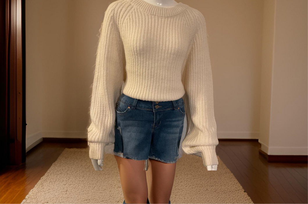 Balloon Sleeve Knitted Sweater