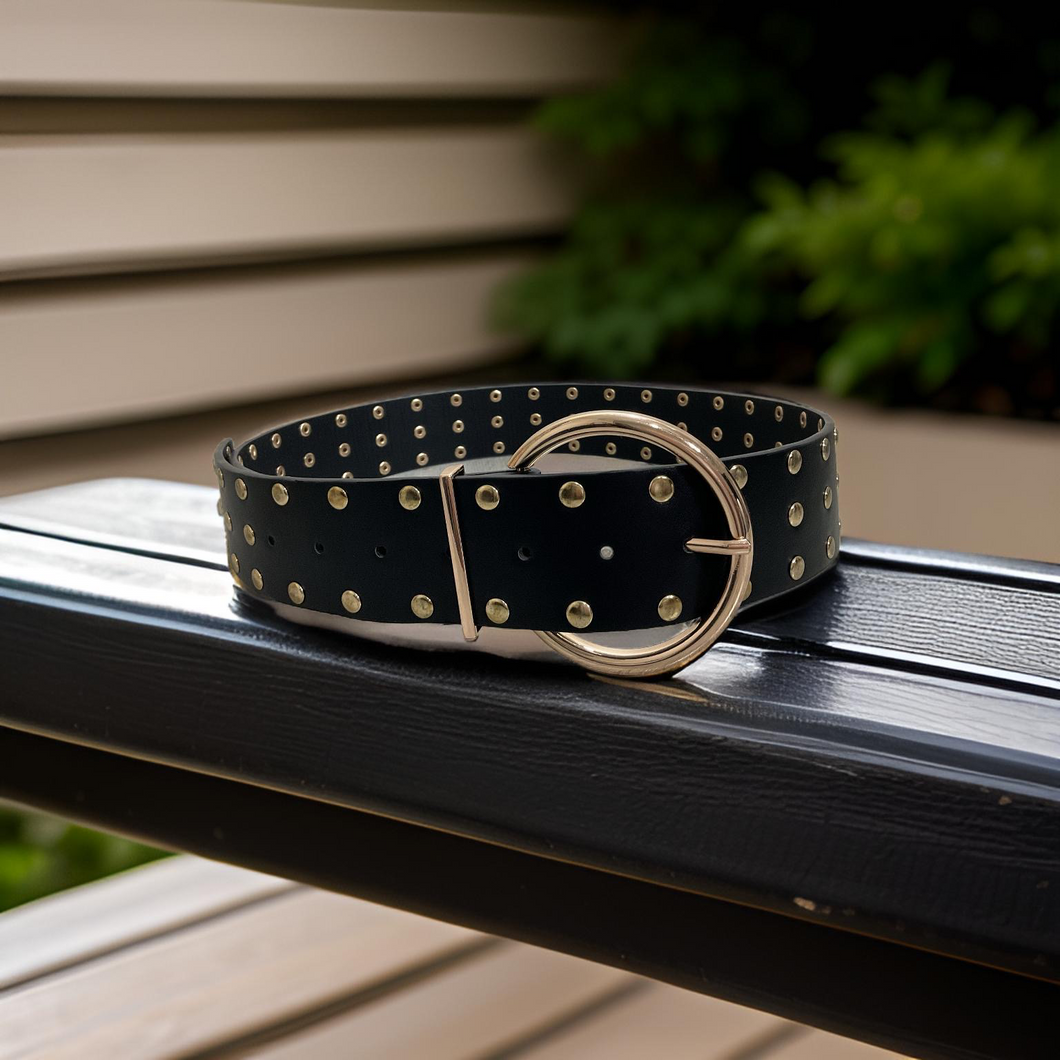 Black stud over belt