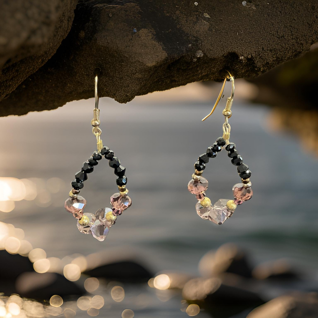 Amethyst color crystal bead earrings