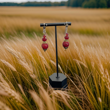 Load image into Gallery viewer, Red Crystal bead earrings
