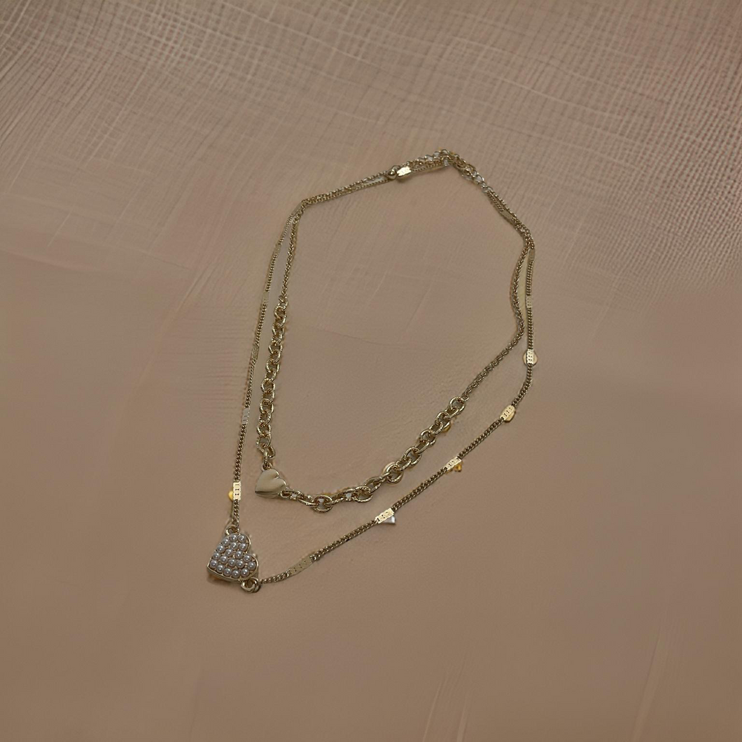 Double layer heart necklace