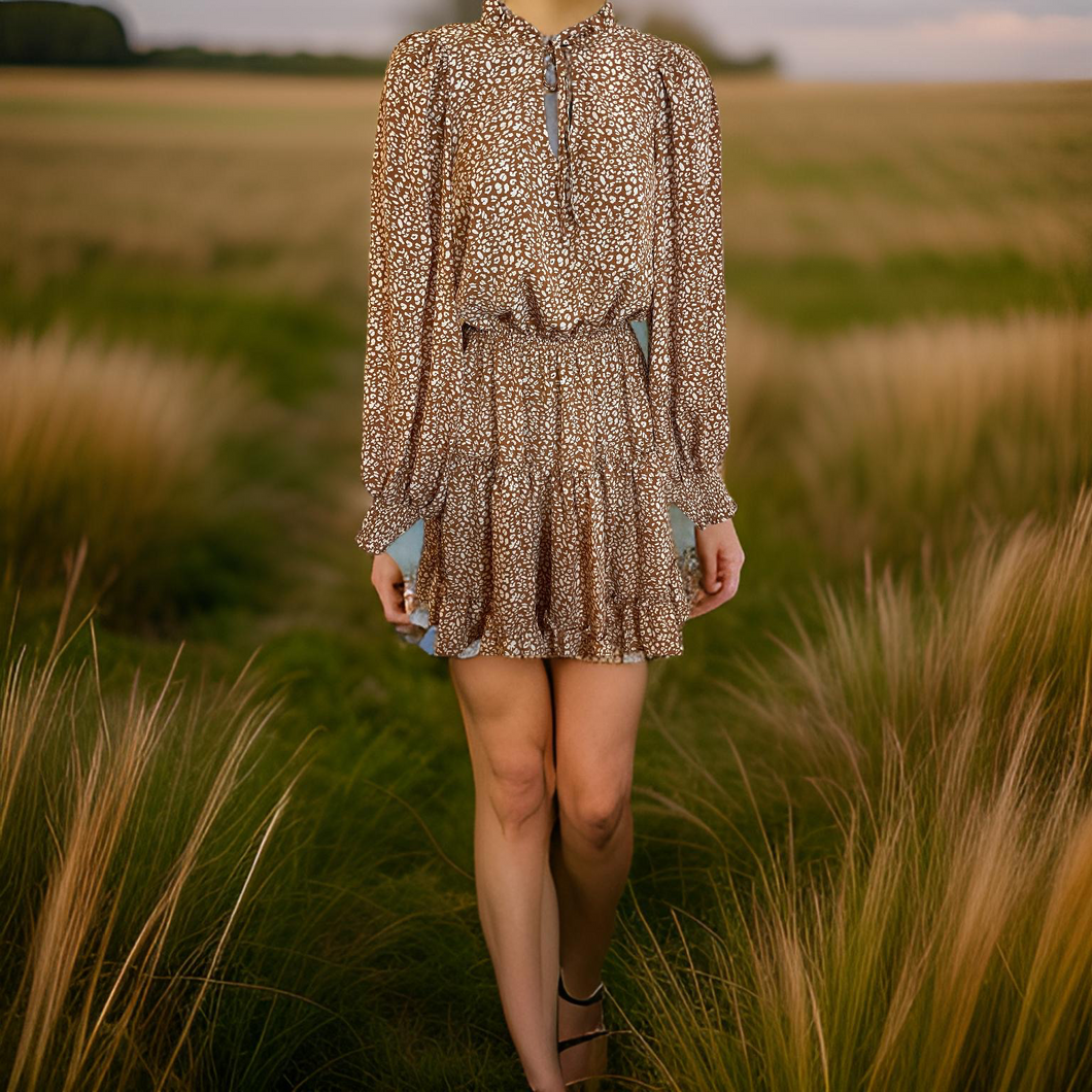 Animal print ruffle dress