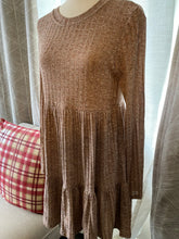 Load image into Gallery viewer, Mocha solid ribbed knit mini dress
