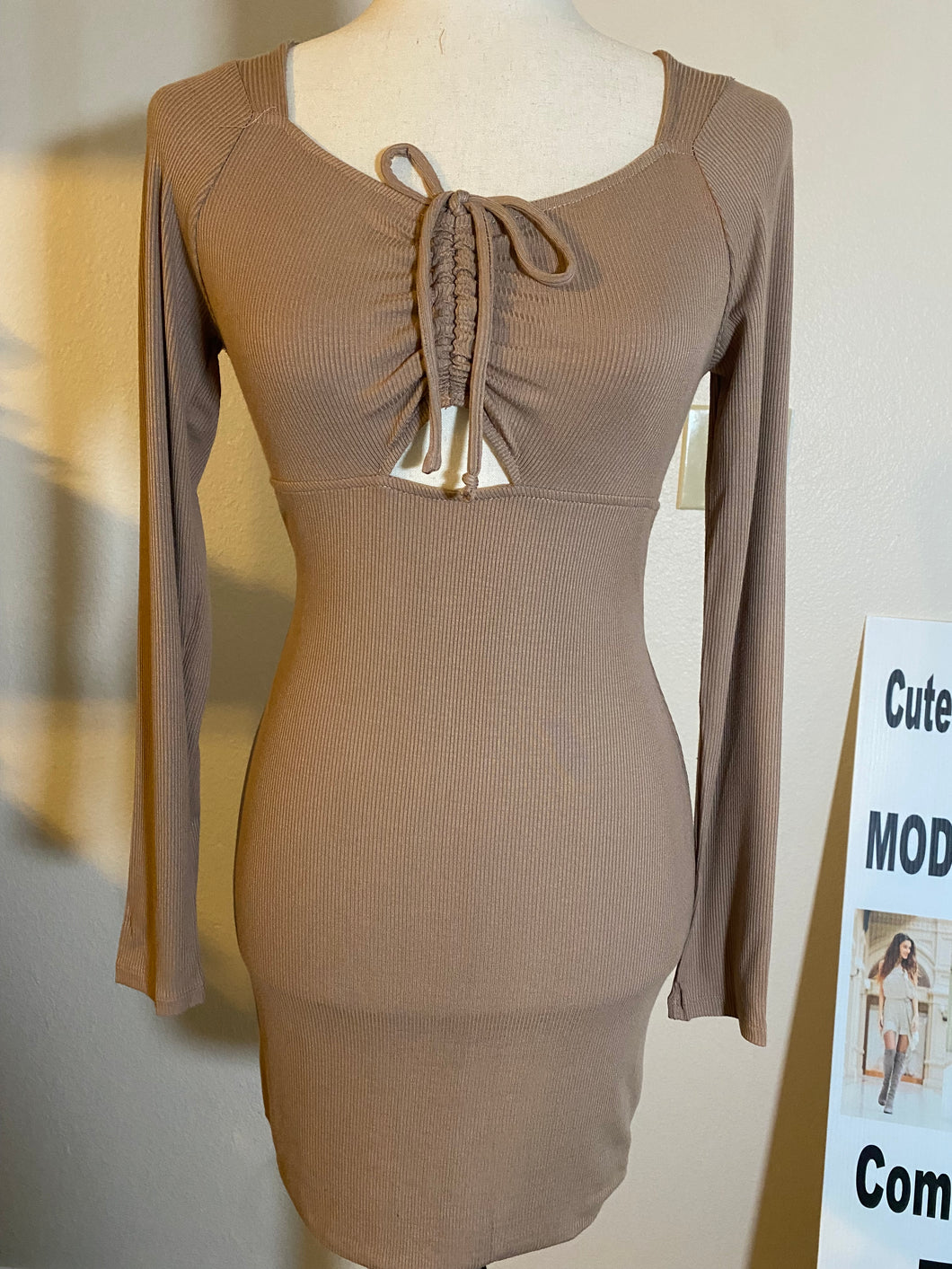 Taupe bodycon dress